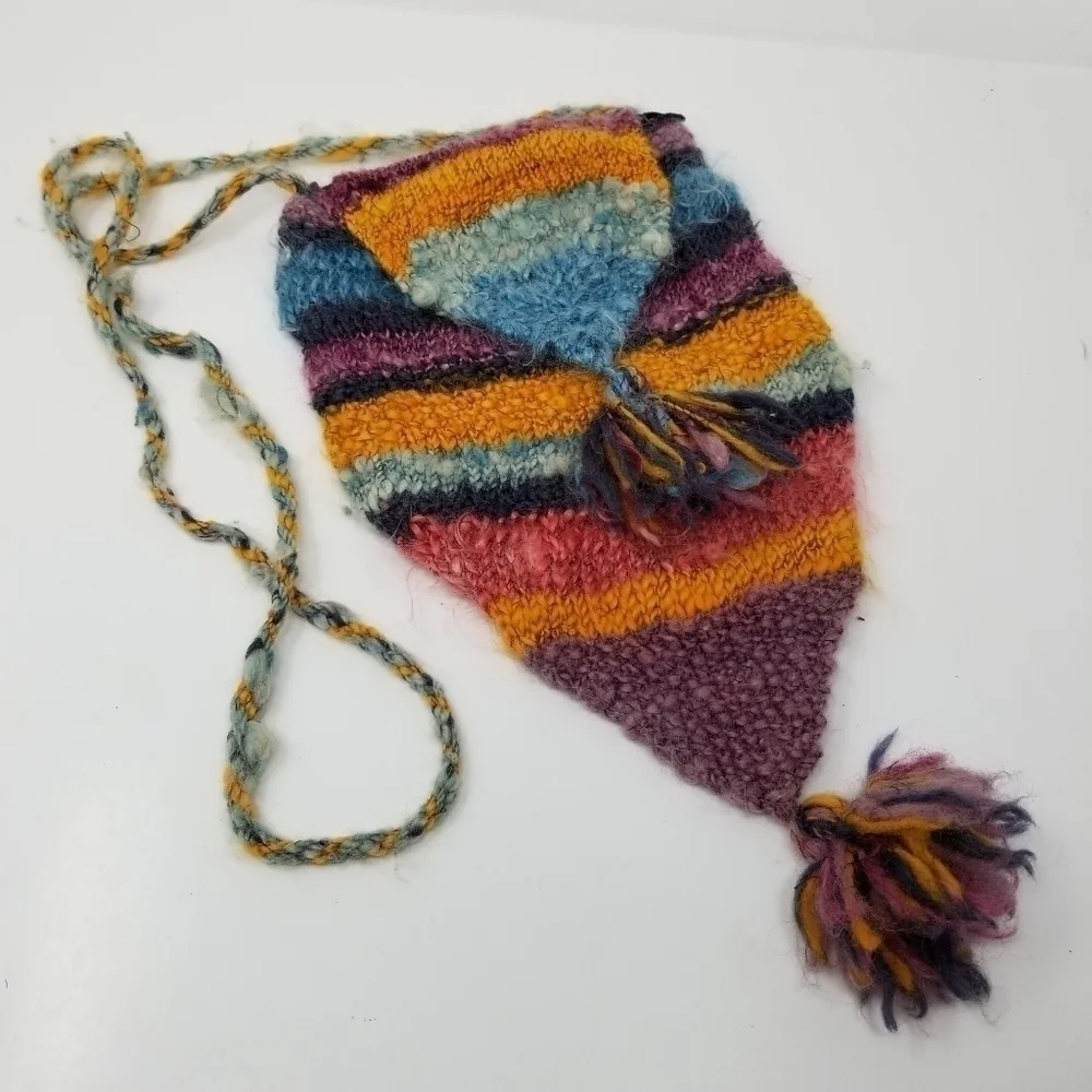 Boho Knitted fuzzy Long Teardrop Crossbody Bag Zip